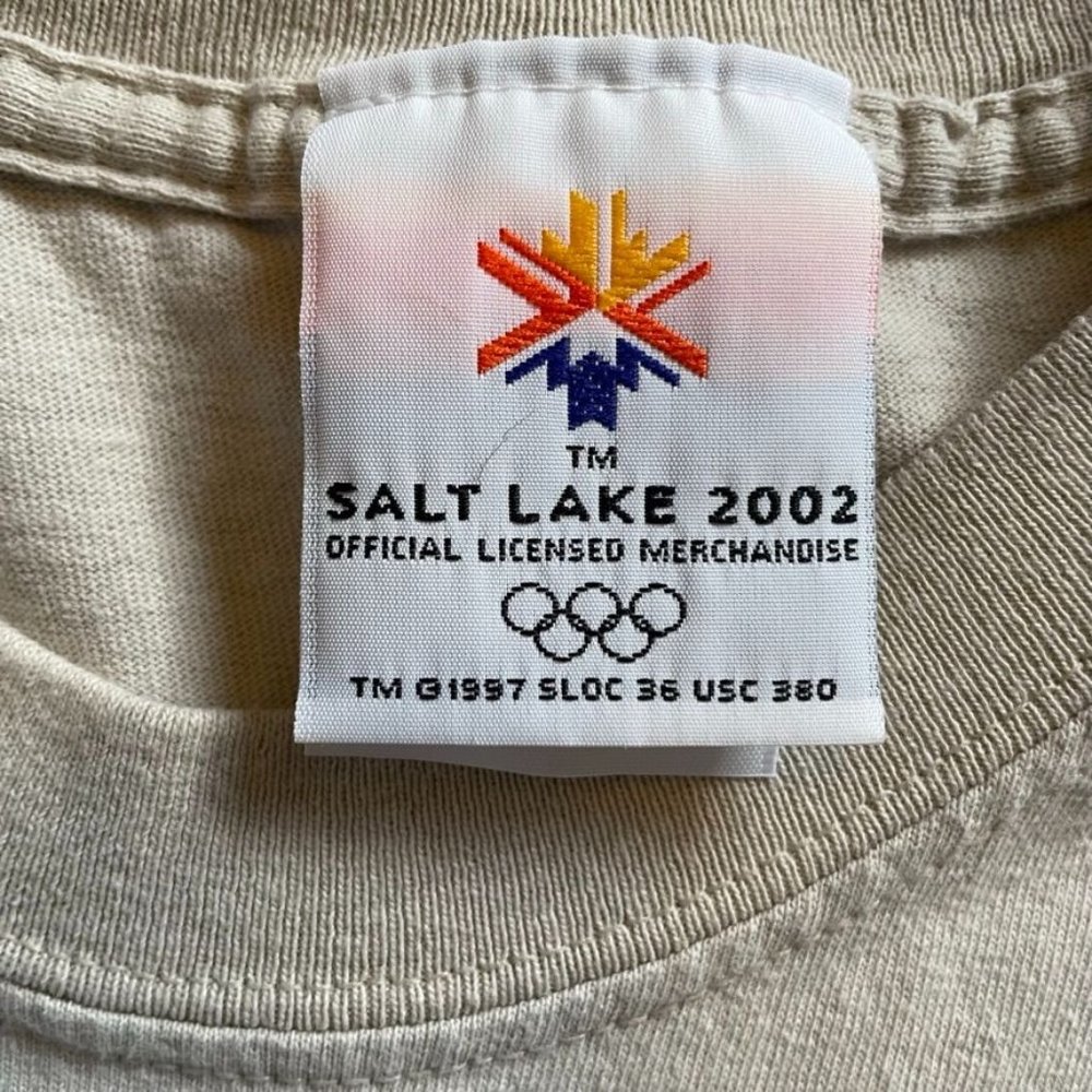 Vintage XIX Olympic Winter Games 2002 Salt Lake City T Shirt Beige Men Size L u - Picture 5 of 9